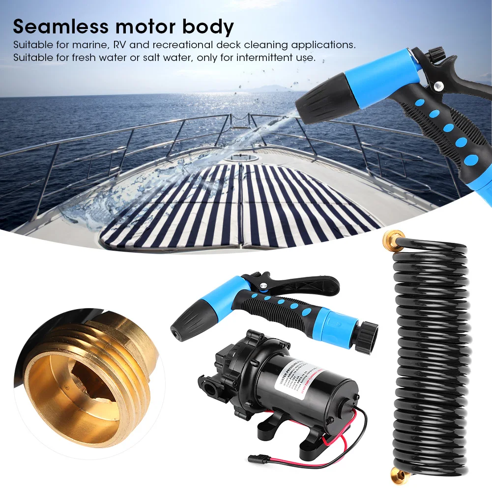 

Cleaning Accessory Washdown Deck Cleaning Pump Kit 12V Fresh Sea Water 5.0 GPM for Rv Boat Marine Deck Wash Pump Kit