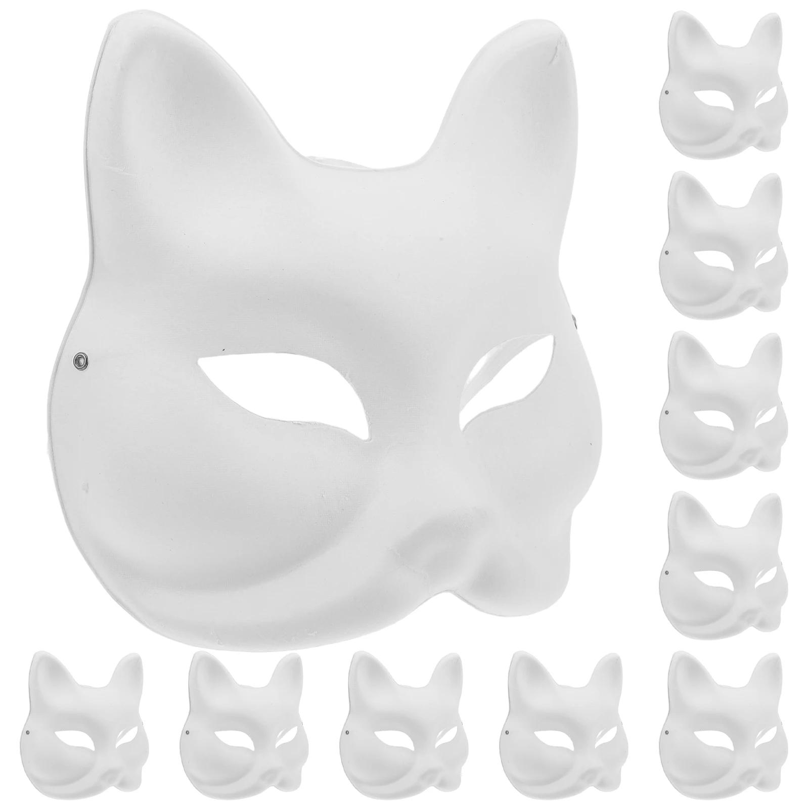 

10Pcs Blank White Fox Masks Paintable Paper for DIY Costume Face Masks Crafts Fox Mask Blank White Mask