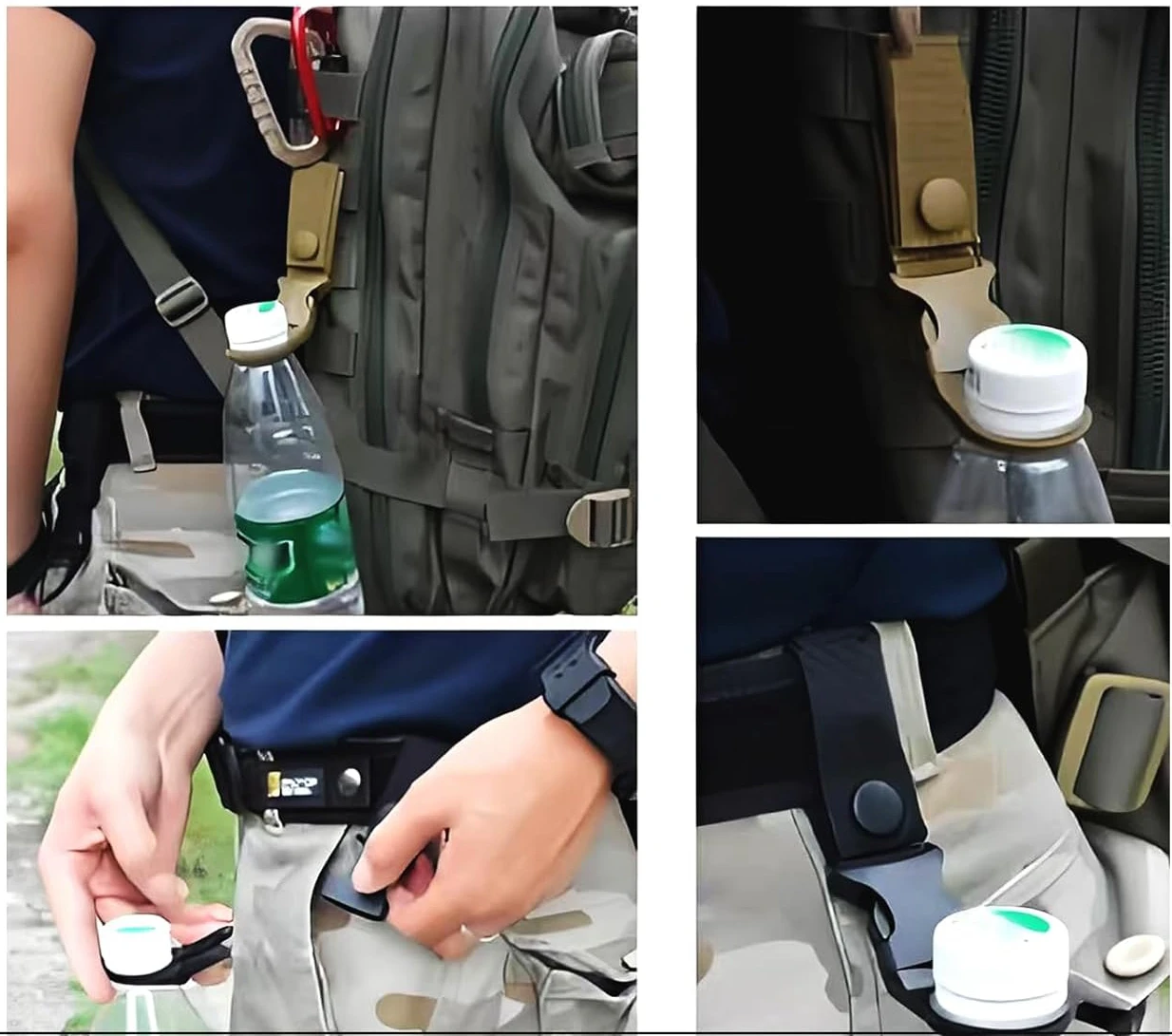 Hängende Wasserflasche Schnalle Clip Taktische tragbare Mineralflasche Ringhalter Molle Gurtband Schnallen für Outdoor Camping Wandern – Detail 2