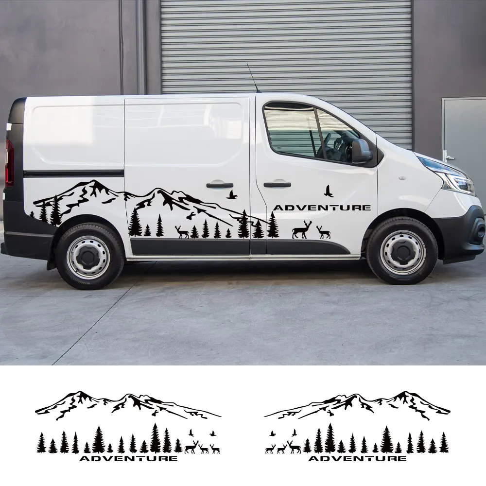 Car Door Side Stickers Camper Van Mountain Graphics Vinyl Film Decals For Renault Trafic 2 3 MK3 MK2 MK1 Tuning Accessories
