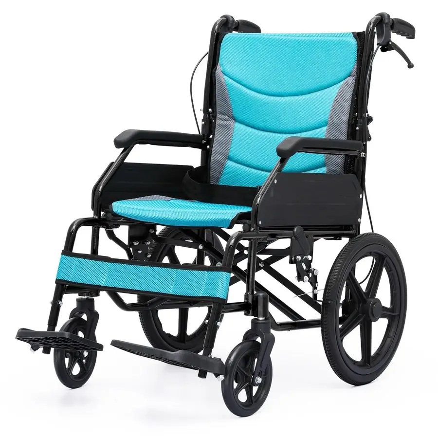 Foldable Transport Wheelchair for Adults 250 Lbs, Lightweight Transport Chair for Seniors, Portable Wheel Chair with Removable