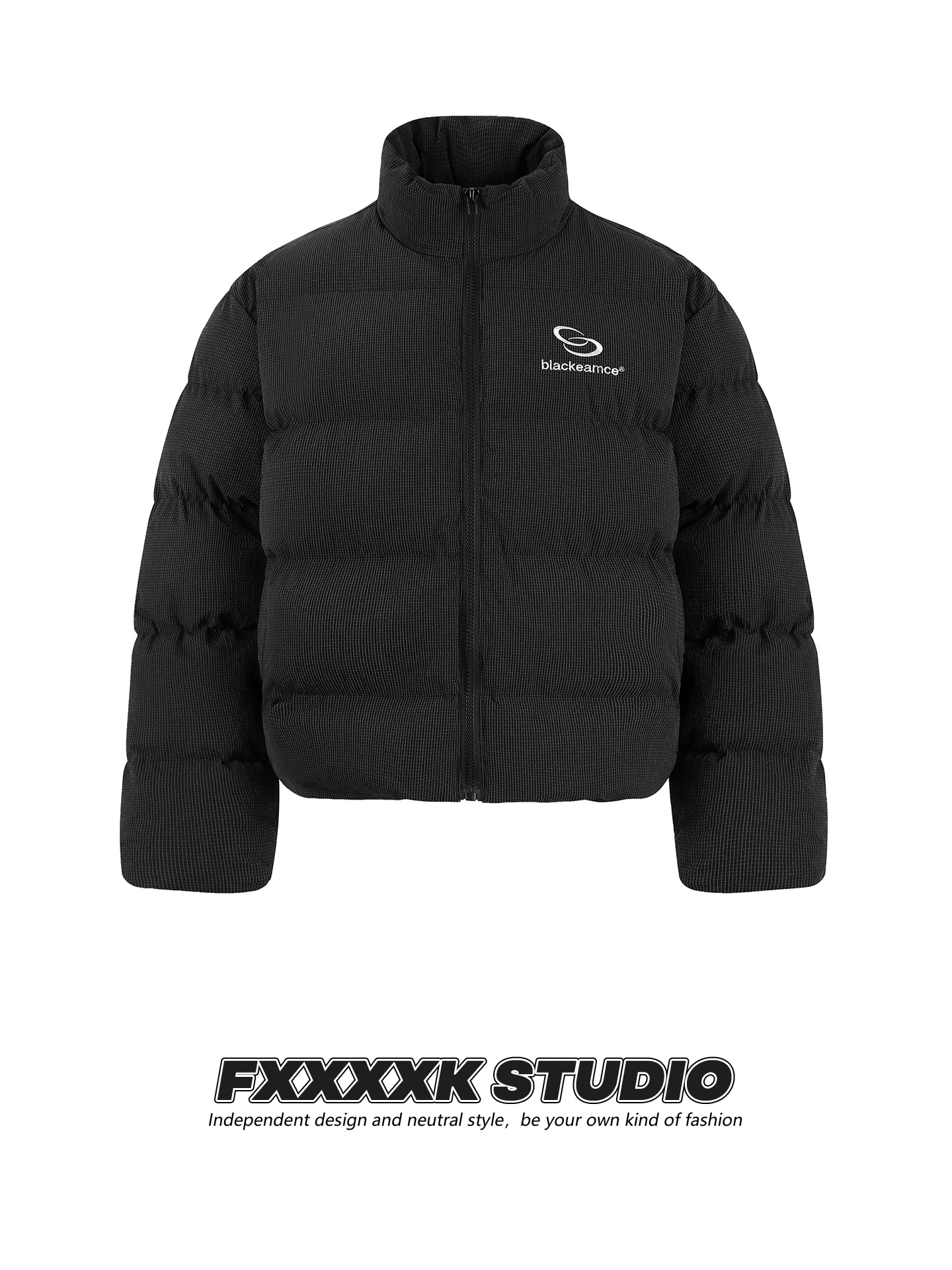 

FXK Original Retro American Trendy Brand Basic Simple Small Logo Embroidery Cotton Jaet Couple's Wear Cotton Coat