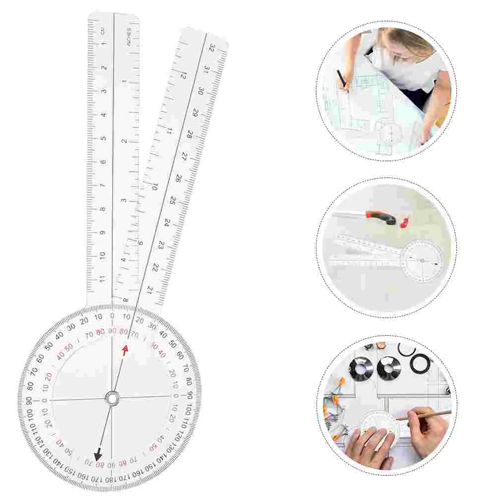 4-teiliges Winkellineal, Winkelmesser, faltbares Goniometer, Messung, Kunststoff, drehbar, klappbar, transparent