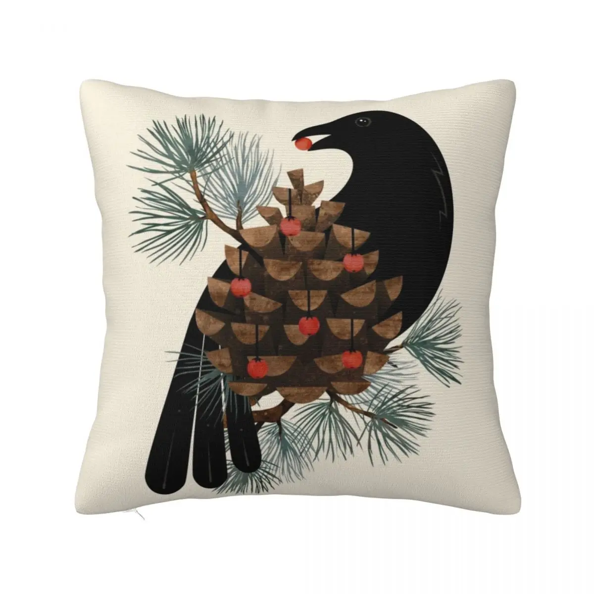 

Bird & Berries Throw Pillow Couch Pillows Sofa Cover Cushions