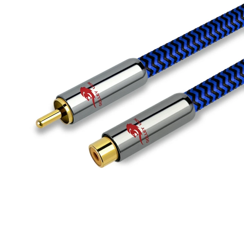 HIFI Audio Cable Male RCA to RCA Female for DVD Speaker Subwoofer Cable RCA Angle to Straight OFC Braided 1M 2M 3M 5M 8M