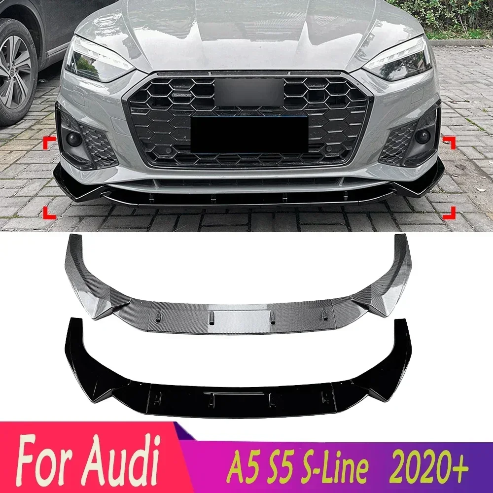 Hot For Audi 2020-2024 A5 S5 B9 B9.5 8W TFSI TDI S-Line Facelift Car Front Bumper Lip Spoiler Splitter Diffuser Retrofit Bodykit