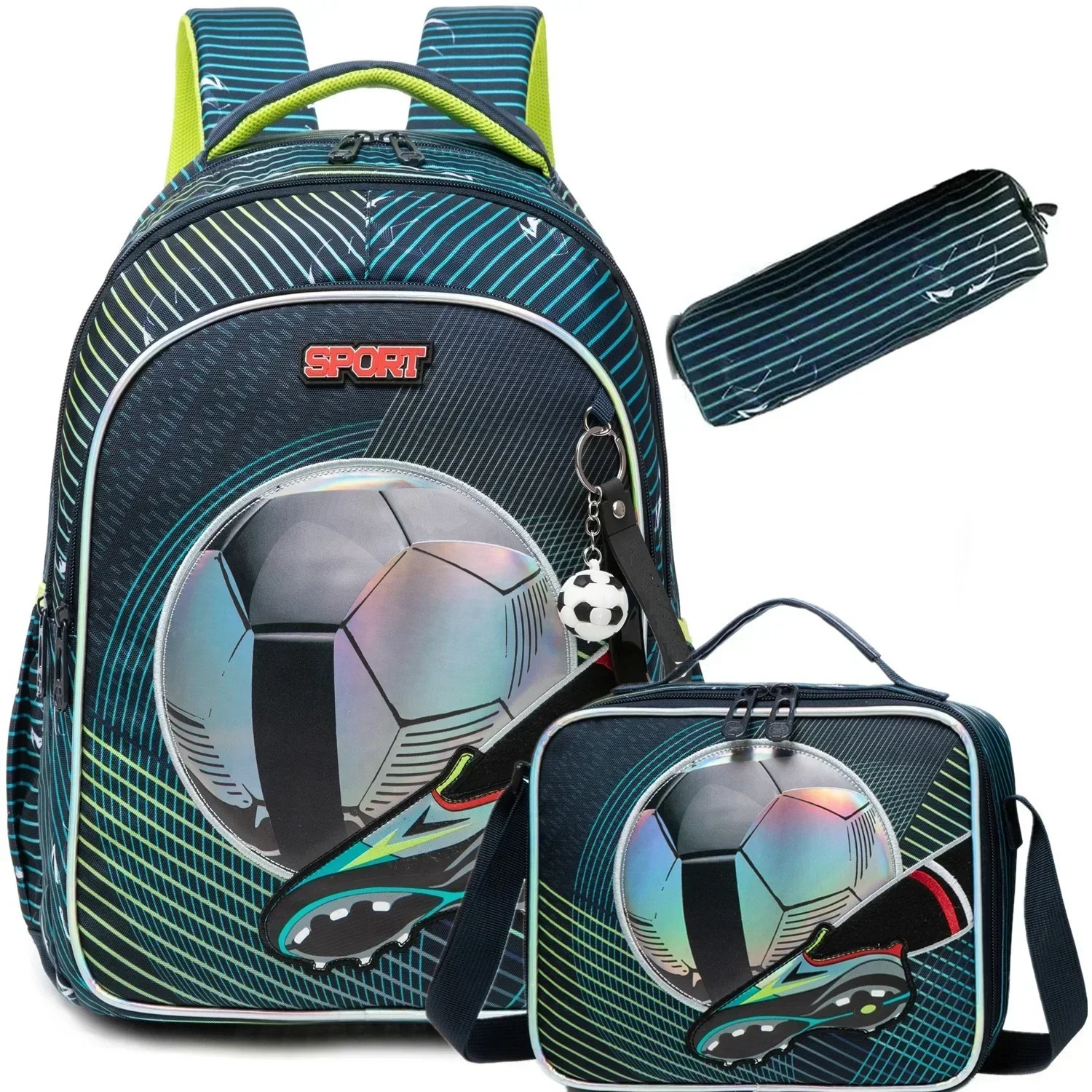 

3PCS School Bags for Boys Elementary Students Backpack Set with Lunch Bag Pencil Case Kids Back To School Bookbag Mochilas