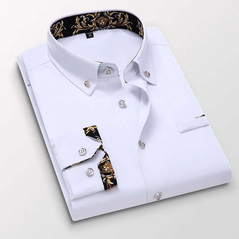 HH334shirt الرجال طويلة الأكمام سليم صالح الحرة الكي الأعمال الجديدة ملابس رسمية الراقية العريس أفضل رجل بدلة الزفاف قميص الاتجاه