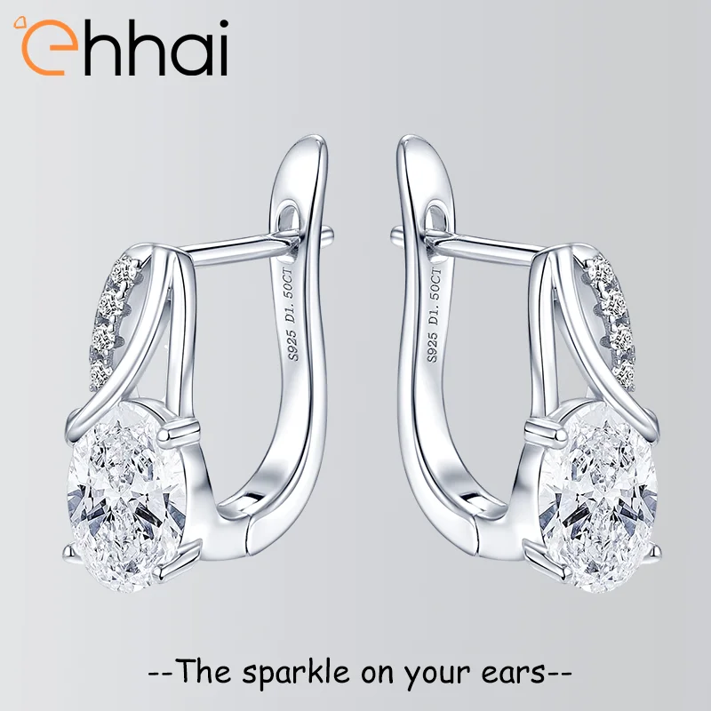 

Ehhai Oval Cut 1.5CT Moissanite U-Shaped Hoop Earrings for Women 925 Sterling Silver Huggie Earring Fine Jewelry Gift Pendientes