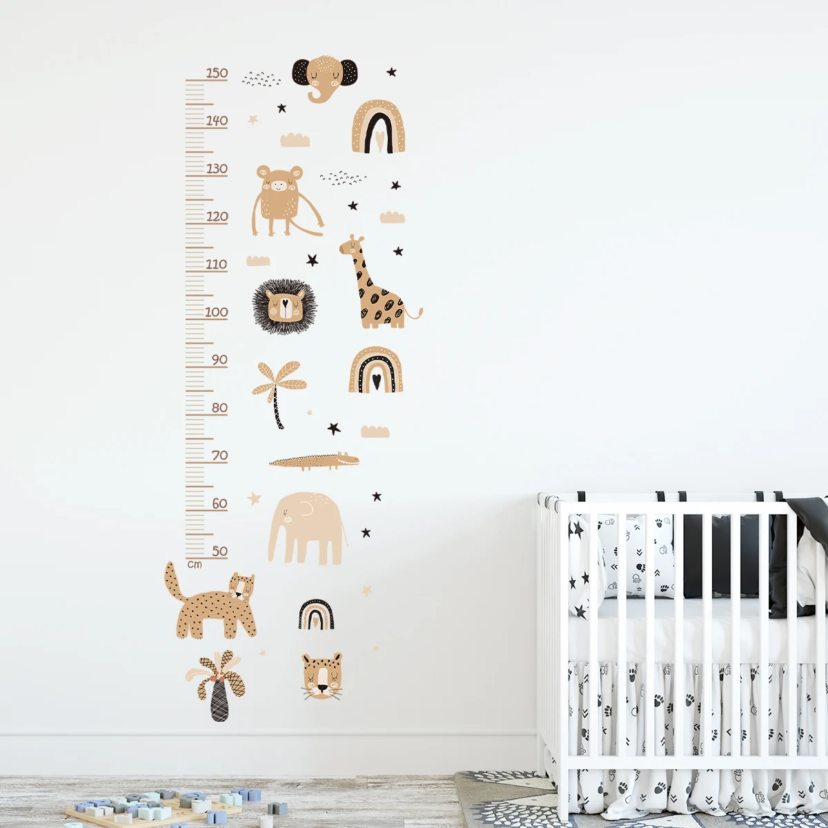 Cartoon Animals Height Wall Sticker for Kids Baby Room for Measure Height Children\'s Room Wall Decals Living Room Bedroom
