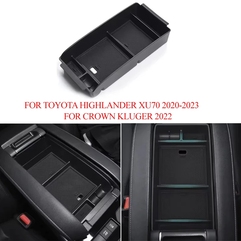 

Для Toyota Highlander XU70 2020-2023 для Crown Kluger 2022, автомобильный подлокотник, ящик для хранения, консольный органайзер, лоток, аксессуары