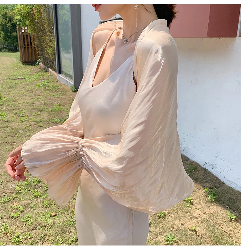 Bolero rosa y gris para mujer, chaqueta de Boda nupcial, manga de brazo, chal para vestido de fiesta, capa de verano, envolturas de protección UV para playa