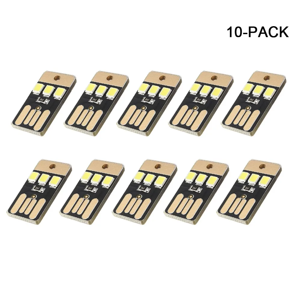 10-pack Book Light Mini Night Lighting SMD 2835 Book Lamp Bulb 5V 0.2W USB LED for Computer Laptop Reading Energy-saving Light