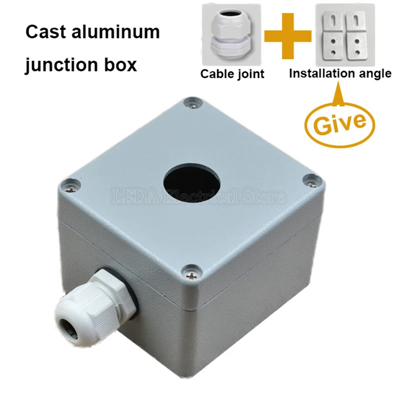 1Pcs 1 Hole Button Box Metal Cast Aluminum Button Box 80mmX76mmX60mm Power Box Terminal Box Button Switch WaterProof Box