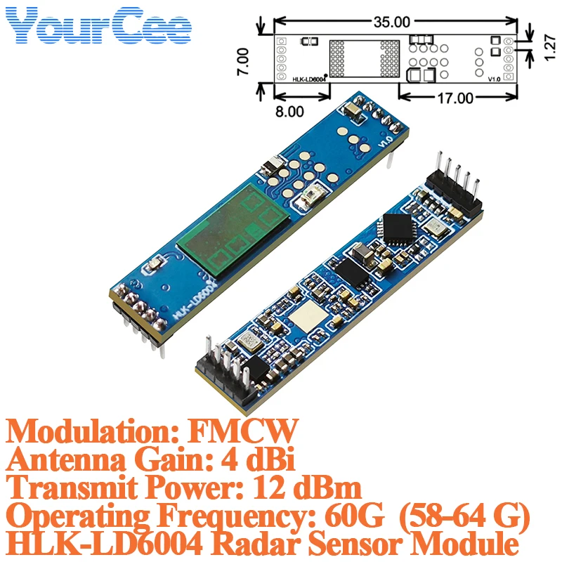 10pcs/1pc HLK-LD6004 60GHZ Radar Module LD6004 Radar Sensor FMCW Signal Modulation Tracking Multiple Human Presence Trajectories