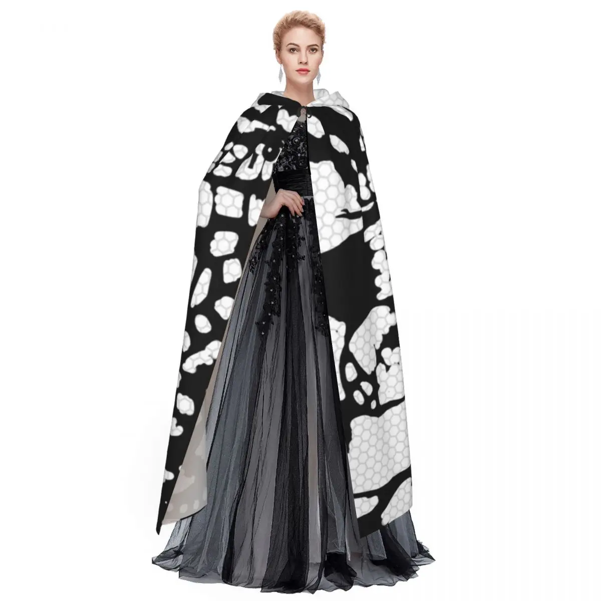Mantello lungo con cappuccio modello Bandy Costume medievale da strega Mantello cosplay HalloweenParty Adulto unisex
