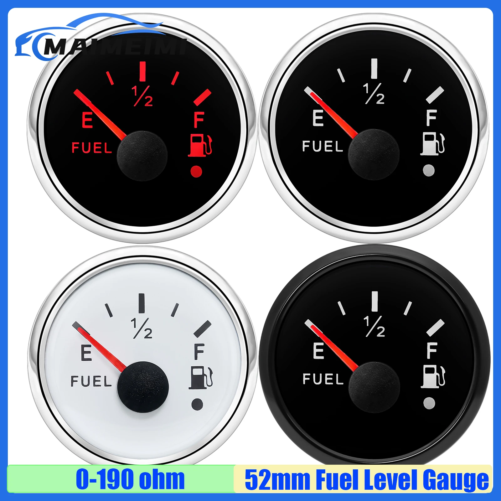 

Auto Car 52mm Fuel Level Gauge with Alarm 0-190/240-33 ohm Oil Tank Meter Indicator Red Light for Boat Yach Marine 12V24V custom