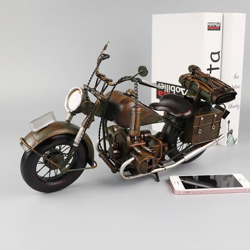 World War Ii  Military Model Motorcycle, Wrought Iron Nostalgia Sitting Room Theater Collection Bar Decorations American 