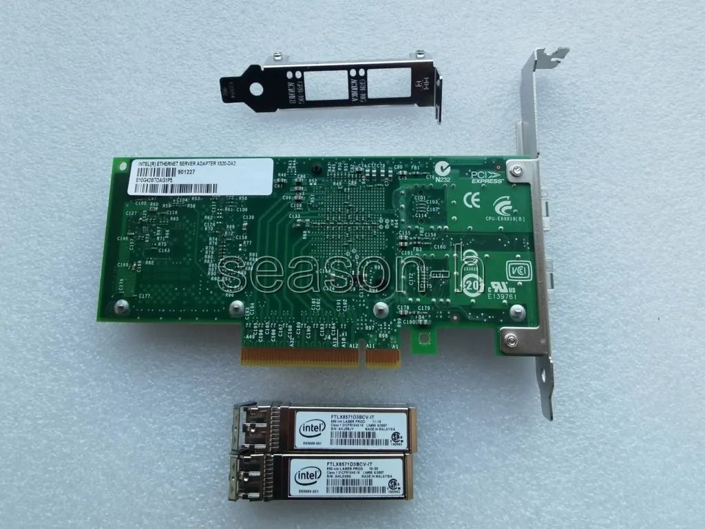 used X520-DA2 +2PCS modules E65689-001 Finisar FTLX8571D3BCV-IT  10GbE network card