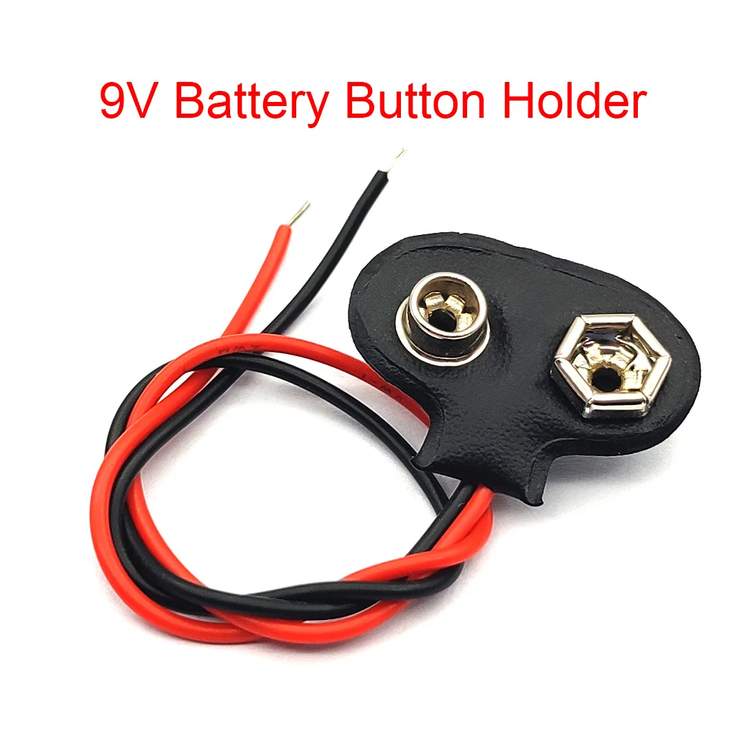 5 Pcs 15cm Black Red Cable Connection 9V Battery Clips Connector Buckle