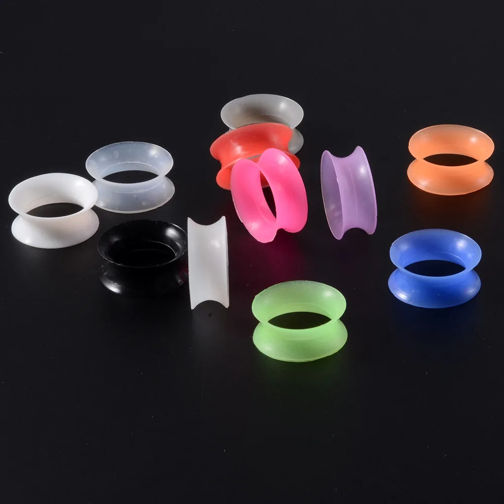 2Pcs Flexible Silicone Ear Plugs and Tunnels Hollow Expander Ear Gauges Skin Tunnel Plugs 3-25mm Earlets Piercing Body Jewelry