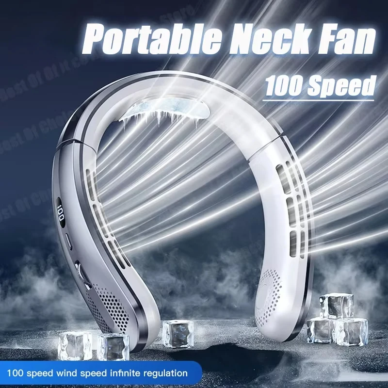 Новый USB подвесной вентилятор на шею 8000 мАч перезаряжаемый безлопастной мини-портативный бесшумный светодиодный цифровой дисплей электрические вентиляторы воздухоохладитель