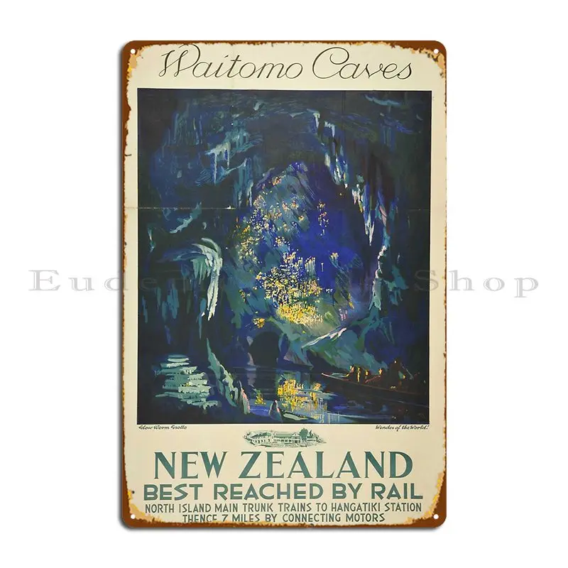 Waitomo Caves Vintage Nz Rail Travel Poser Metal Signs Club Living Room Designing Designs Vintage Tin Sign Poster