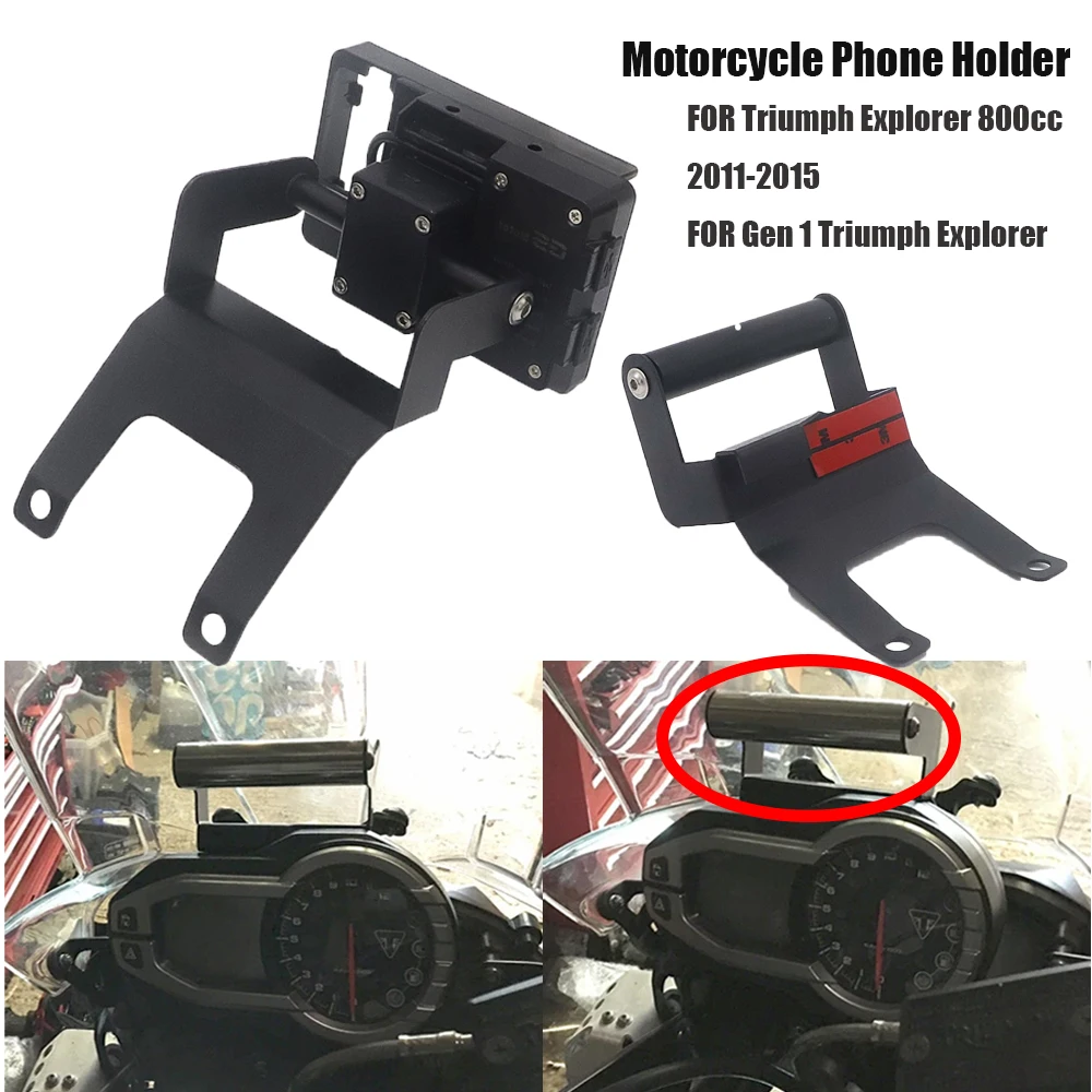 

Motorcycle Phone GPS Mount Navigation Bracket USB Wireless Charging Stand For Gen 1 Explorer 800cc 800 CC 2011-2015 2014