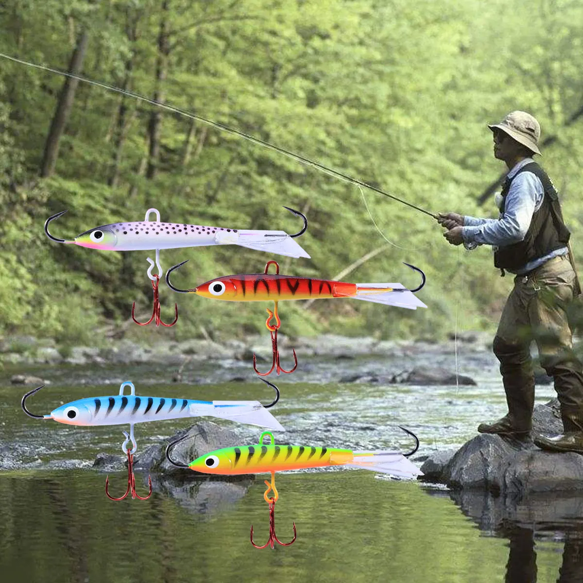 

4pc 83Mm Fishing Lure Bait Artificial Metal Minnow Bass Lures High-Strength Hooks Vivid Simulation Design Seabass Pike