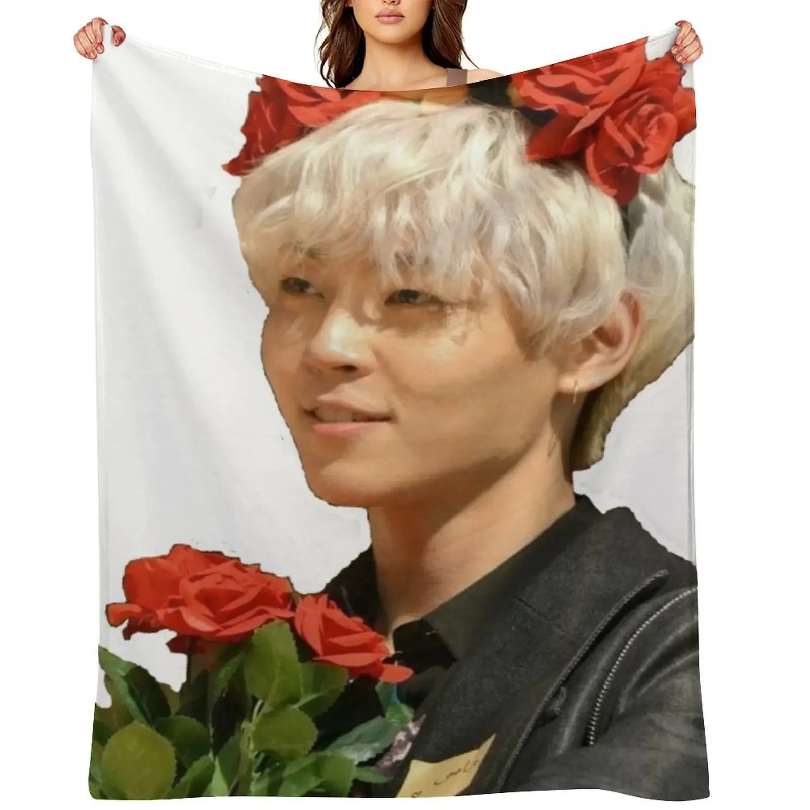 

Kim Woosung cute face Sammy The Rose band kpop Throw Blanket Sofa Quilt Stuffeds sofa bed Single Blankets