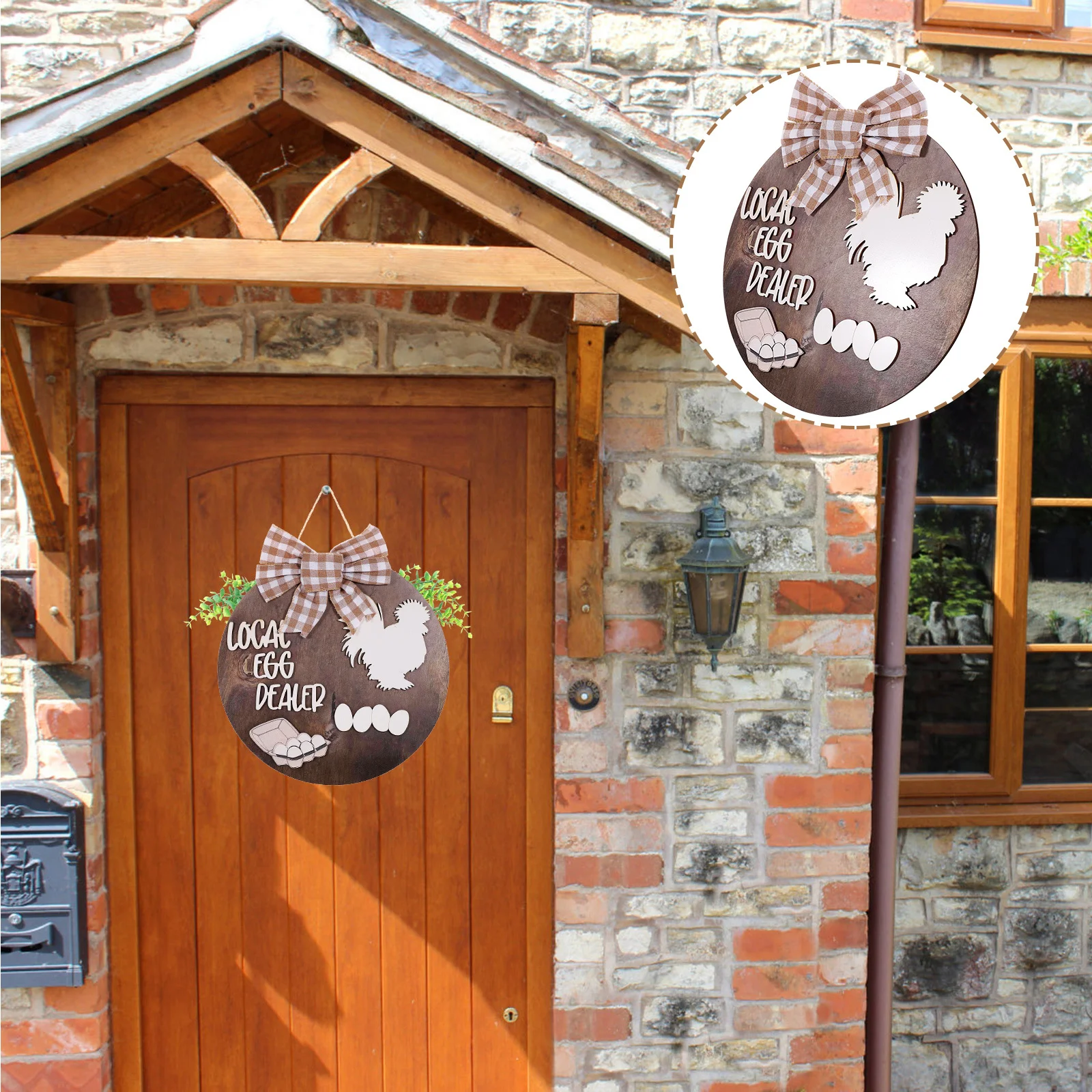 

Chicken Sign Rustic Welcome Farmhouse Decorate Front Door Signs for Home Boxwood