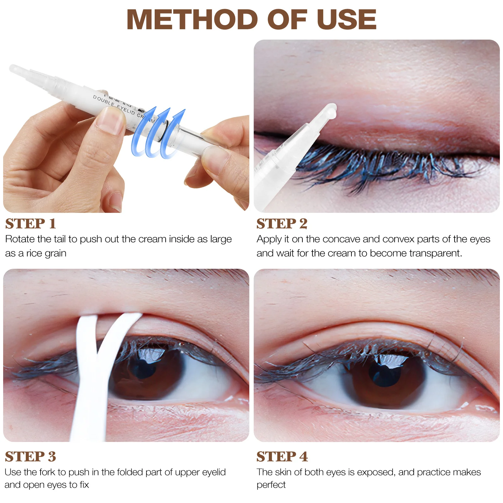 2 مجموعات مزدوجة الجفن الغراء كريم التصميم الطبيعي غير مرئية كريم الجفن منعش الملمس طويلة الأمد ماكياج أداة للمبتدئين