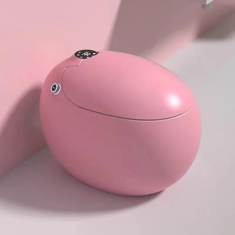 

Luxury Hot Selling Sanitary Ware Bathroom Ceramic One Piece Pink Egg Shape Smart Toilet
