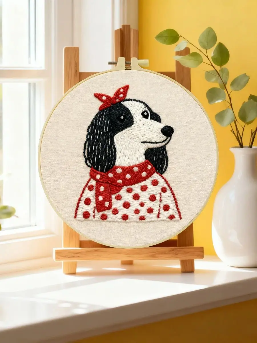 1 Stück 20X20CM/15X15CM 7,87/6,3 Zoll Hundestickerei-Starter-Kit DIY-Kit DIY-Stickerei-Set für Anfänger – Detail 6