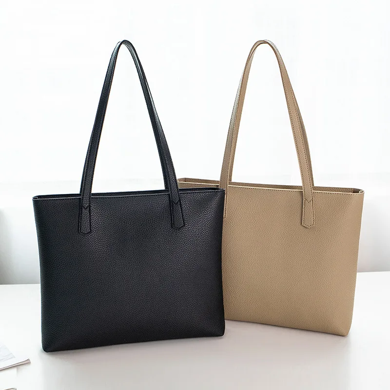 

Women's Versatile for Commuting Hand-held Tote Bag Minimalist Trend Shoulder Bag High-end Feel Large Capacity PU Leather Handbag