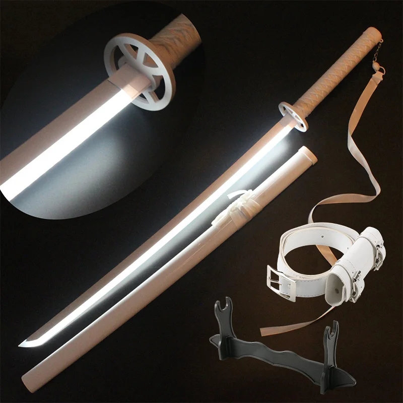 LED-gloeiend anime cosplay zwaard BLEACH Sode no Shirayuki Katana zwaard oplaadbaar oplichtend zwaard met standaard en riem