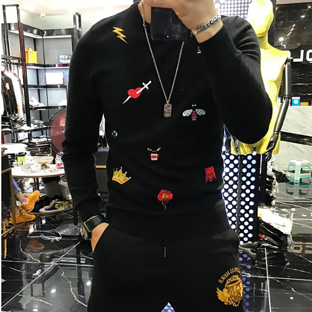 Drop shipping Mens Causal O Neck Sweater Outono Inverno Pullover De Malha Designer Jumper Sweaters Slim Fit Masculino