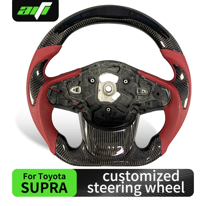 

Рулевое колесо из настоящего углеродного волокна для Toyota Supra A90 MK5 2019 2020 2021, A90 GR, рулевое колесо из углеродного волокна