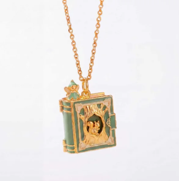 New Fashion Book Opening Pendant Necklace Fashion Princess Fairy Tale Pendant Necklace Enamel Elf Necklace Jewelry Accessory view 6