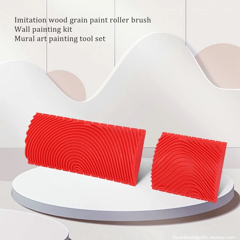 Imitação de madeira grão pintura rolo escova, parede pintura ferramenta conjuntos, parede textura arte, 3 ", 6", 2pcs