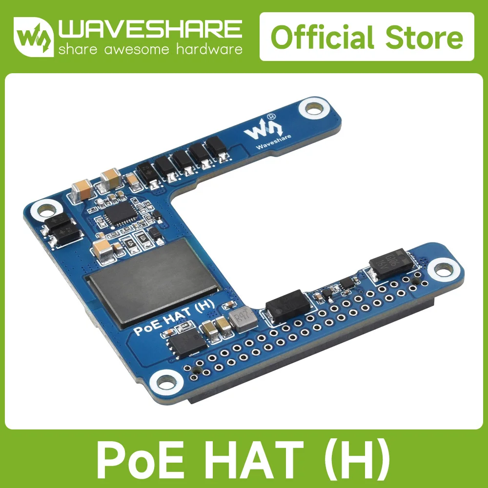 Waveshare Raspberry Pi 5 PoE HAT Power Over Ethernet HAT (H) For Raspberry Pi 5/CM 5, 5V 5A, Isolated Switched-mode Power Supply