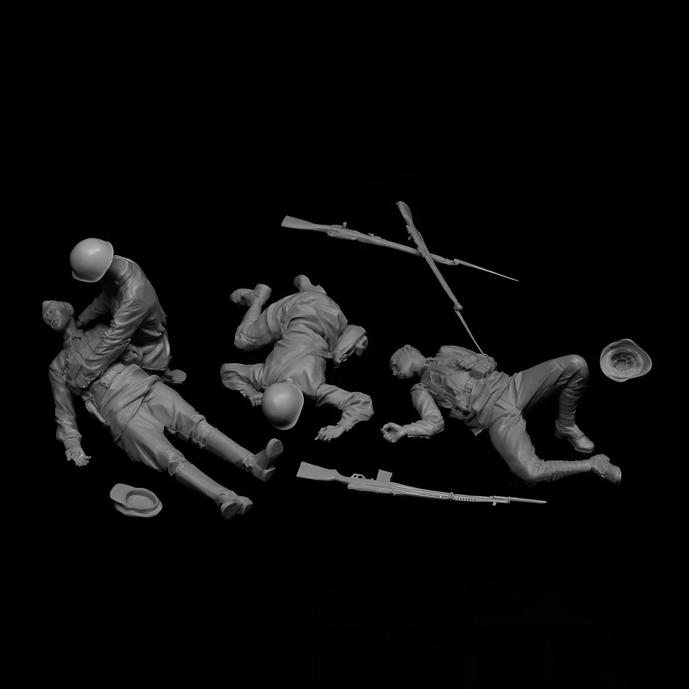 1/35 unbemalter Resin-Modellbausatz, Militärthema, Soldaten aus dem Zweiten Weltkrieg (4 Figuren ohne Szenerie), unmontiert und unbemalt GK