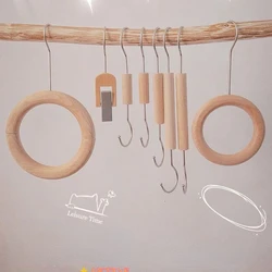 Creative Hangers Wood Circular Ring Scarf Display Tools Clothes Shop Decoration Socks Bags Hanging Rack Clips Combination Hooks