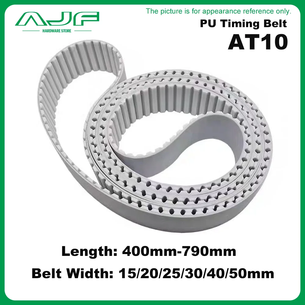 

AT10 PU Polyurethane Steel Wire Synchronous Timing Belt Perimeter 400mm-790mm White 15/20/25/30/40/50mm