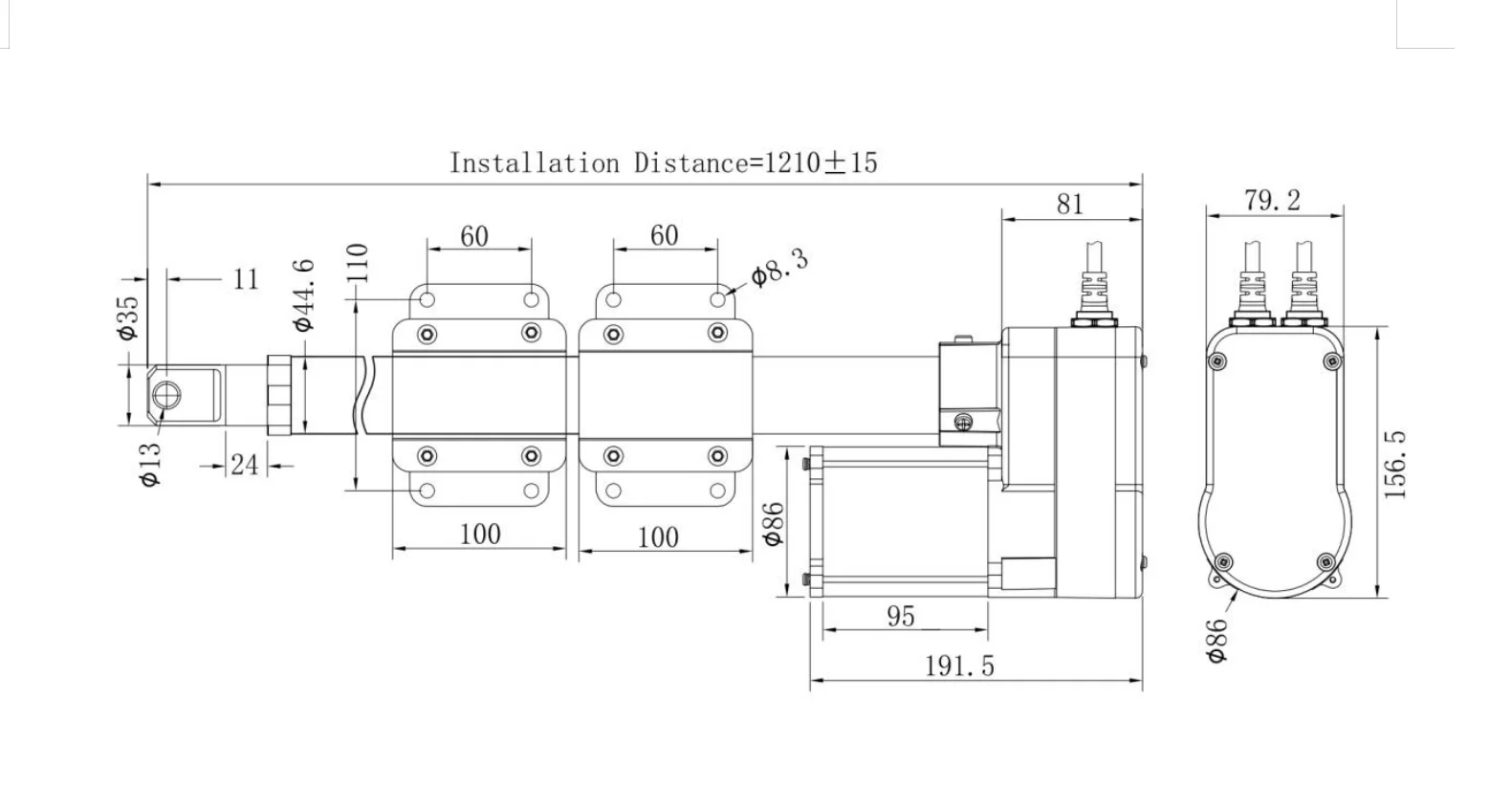 Attuatore elettrico di ventilazione per bestiame che trasporta l'alimentazione 5000N IP66 168W 4.2mm/s Attuatore lineare per azienda agricola