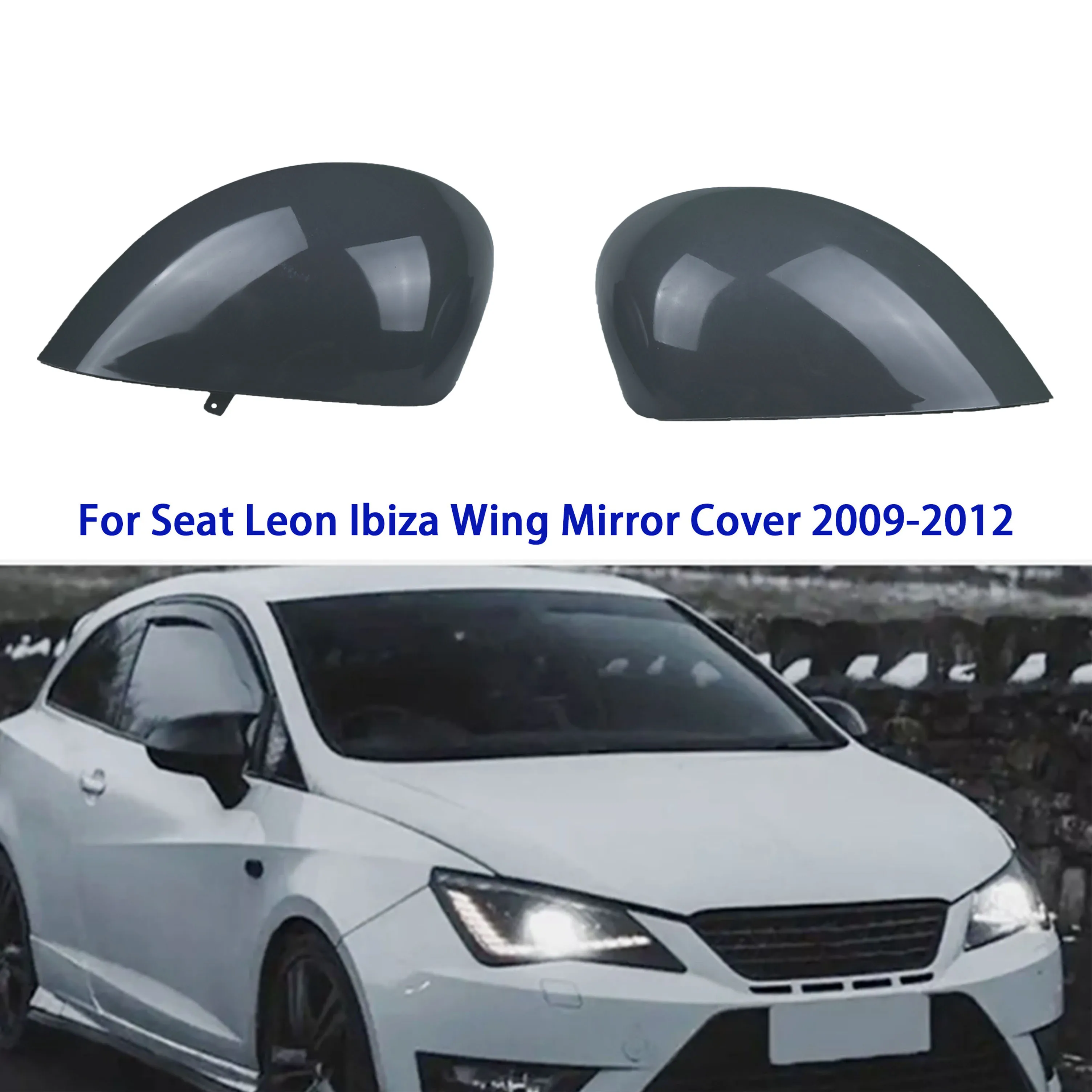 For Seat Leon Ibiza 2009 2010 2011 2012 Rearview Mirror Cap Exterior Door Side Glass Trim Cover 6J0 857 537B/6J0 857 538B