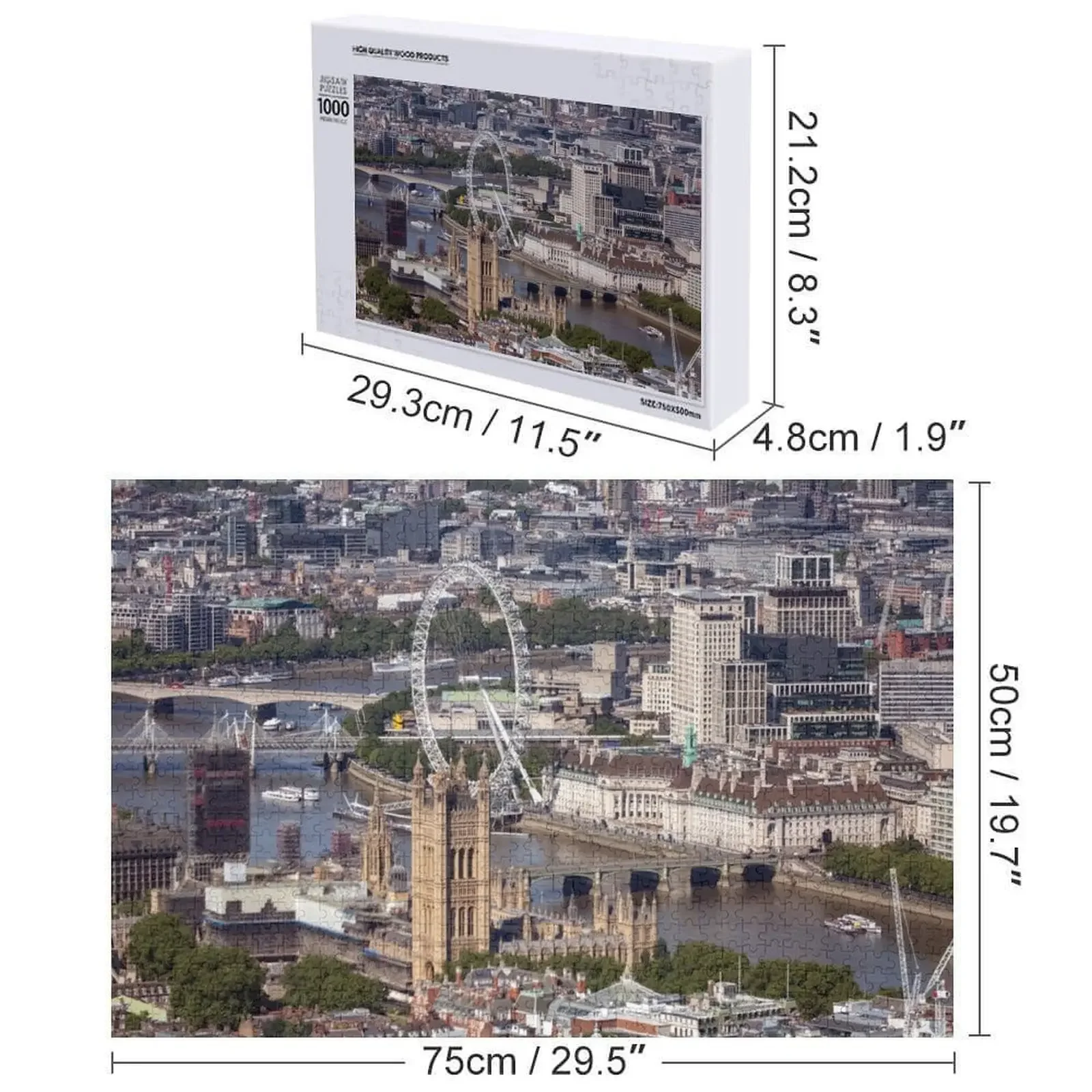 Puzzle di paesaggio urbano di Londra Legno per adulti Woodens per adulti Puzzle di animali in legno con foto personalizzate