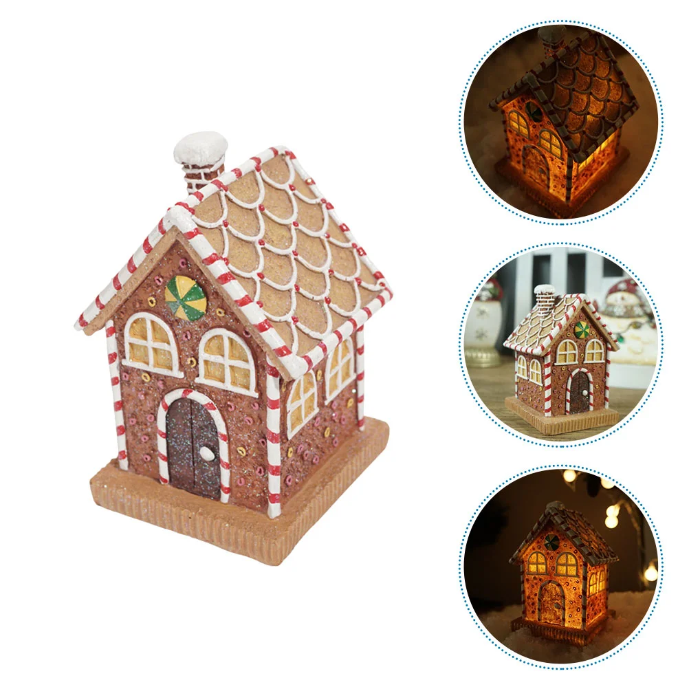 

Christmas Tree Decor Gingerbread House Decorations Shine Light up Ornaments Resin Kit