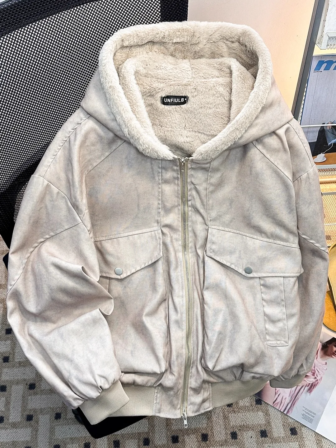 

American Sle eepskin Cotton Jaet Men's Winter Thiened Fce Lined Loose Warm Coat Casual Youth ular Long Sve Z...