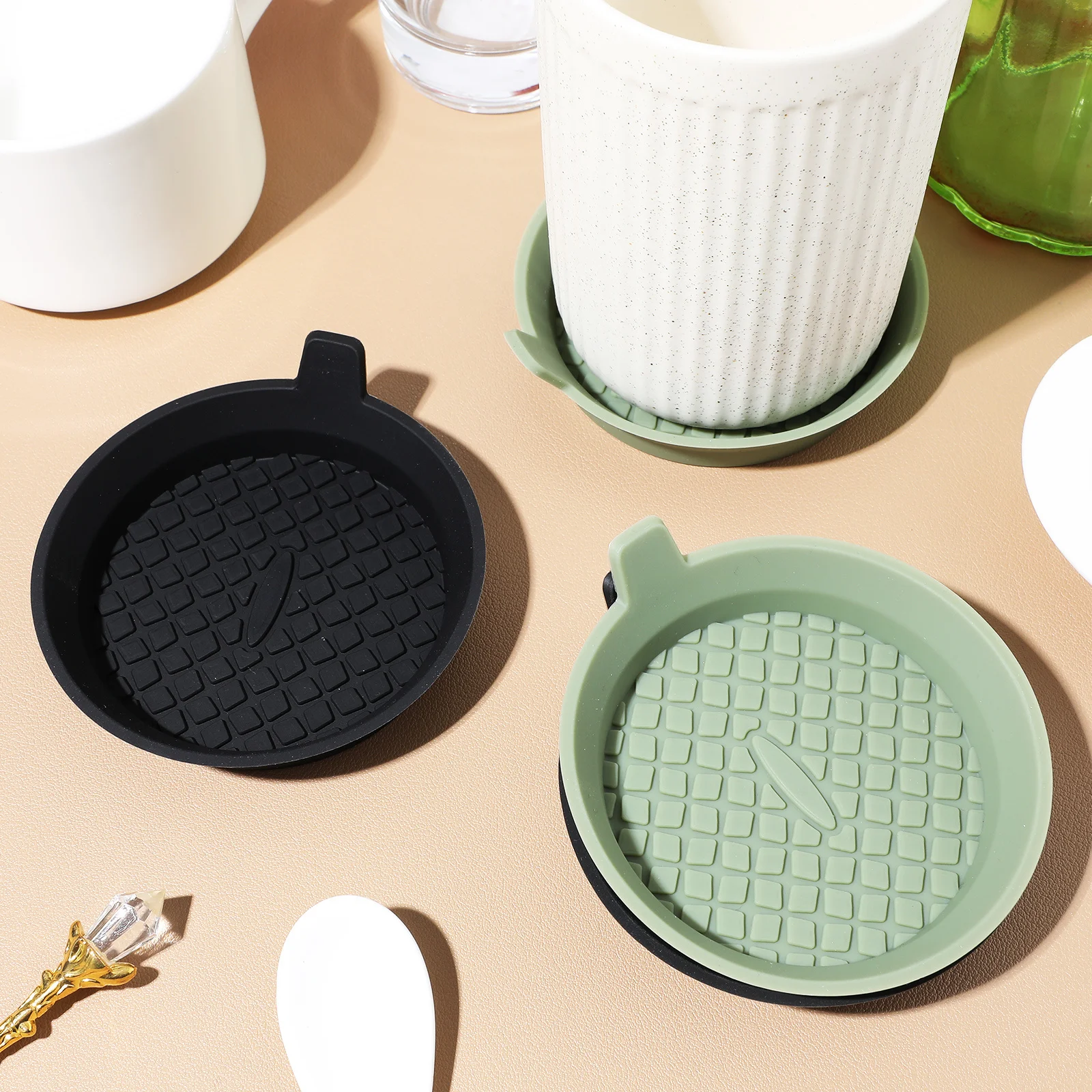 

4 pcs Car Cup Holder Coaster Silicone Non-Slip Round Insert Universal Fit Removable Easy Clean Vehicle Interior Accessories